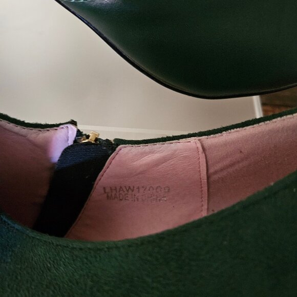 Lulu Hun-Women`s Green Suede Heel Zipper Booties - Picture 7 of 7